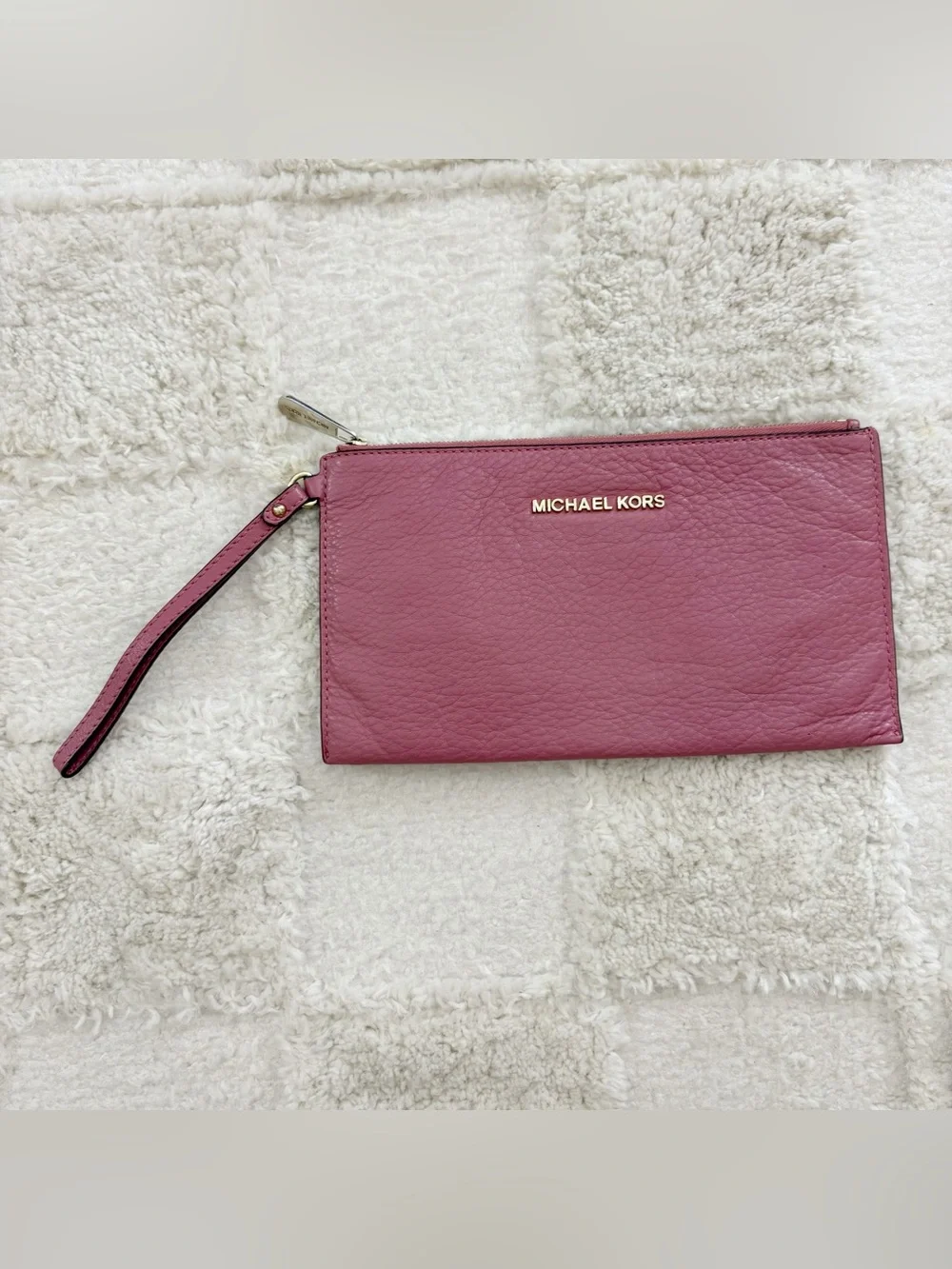 Michael Kors Rose Pink Pebbled Leather Wristlet